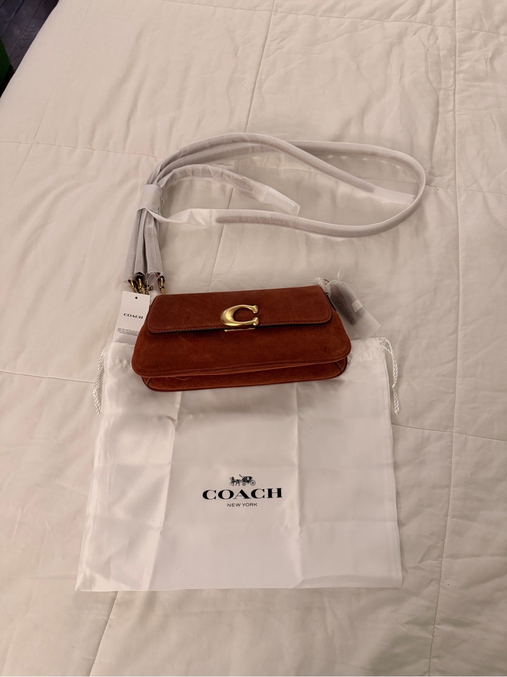 Coach Suede Jet Bag in Chestnut